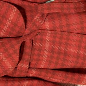 CAbi # 4295 Evita Coat Red Plaid Peacoat Tie Waist Belt Size Large